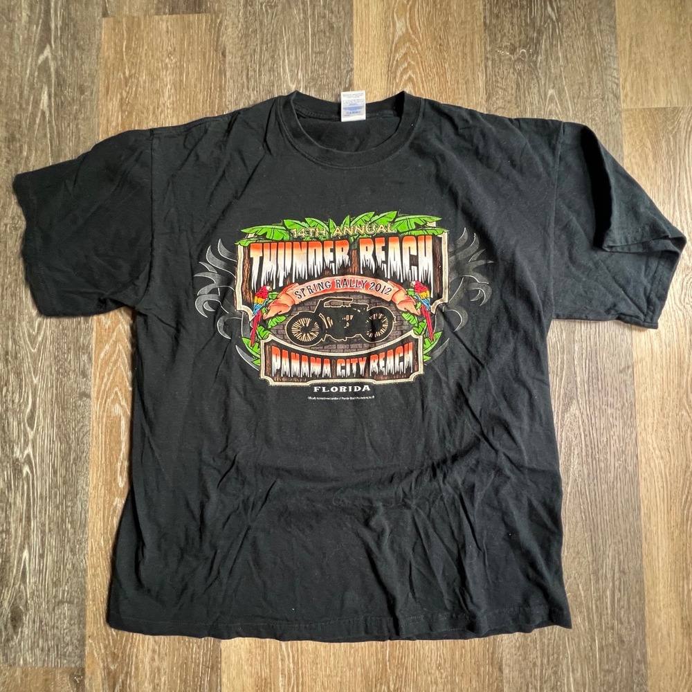 Gildan TShirt Mens XL Black Thunder Beach Spring Rally 2012 Panama City Beach FL